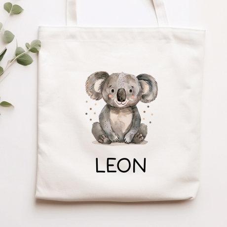 Stofftasche Koala mit Namen personalisiert Kinder-Beutel als Sporttasche, Wechselwäsche, Stoffbeutel - Kita, Kiga, Schule & Kindergarten
