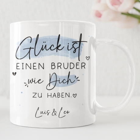 Personalisierte Tasse mit Spruch Glück ist einen Bruder wie dich zu haben zum Geburtstag, Geschenk, Ostern, Weihnachtsgeschenk,Wunschnamen