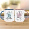 Set Bauherr Bauherrin Tasse 2024 Name, Richtfest Geschenk, Becher Geschenke zum Richtfest, Geschenkideen zum Hausbau Einweihung Hausbauer