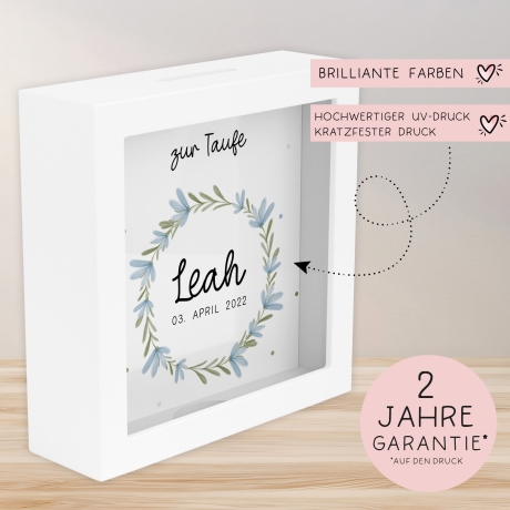 Konfirmation Holz Spardose Taufe personalisiert mit Namen zur Geburt Kommunion Konfirmation eines Kindes mit Taufspruch als Geldgeschenk