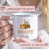 Schulanfang  Schulkind 2024 Emaille Kindertasse, Wunschnamen Bagger Motiv, Personalisierte Einschulung Geschenk