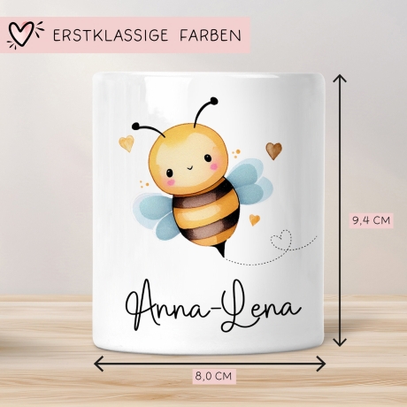 Spardose Biene Name Personalisiert für Mädchen zum Geburtstag, Taufe Kommunion Firmung Konfirmation, Weihnachten - Keramik, Sparschwein