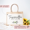 Tagesmutter mit Herz Tasche mit Namen - kleines Geschenk - Dankeschön Juteasche Abschiedsgeschenk - Beste Tagesmutter mit Wunschtext