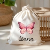 Stofftasche Schmetterling Rosa Personalisiert und Namen. Für Kindergarten und Schule - Wäschebeutel Wechselwäsche KITA | Mädchen & Junge