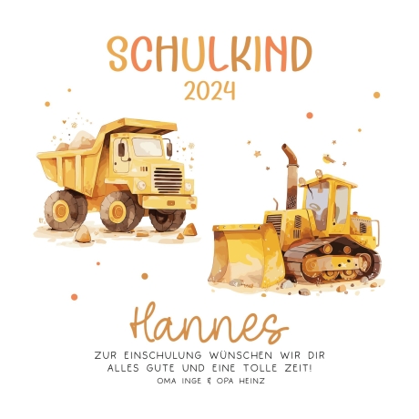 LKW & Kipper Spardose Schulkind 2024 mit Wunschname Fee Name Kind personalisiert Kinder Geburtstagsgeschenk Einschulung mit Wunschtext