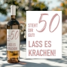 Weinetikett runder Geburtstag 20 30 40 50 60, Flaschenetikett für Weinflaschen, ideales Geschenk für Weinliebhaber - Rosa