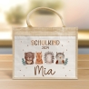 Schulkind Tasche 2024, Waldtiere Bär, Eule Fuchs Igel, Geschenk Einschulung, Schultüte, personalisierte Jutetasche, Einschulungsgeschenk