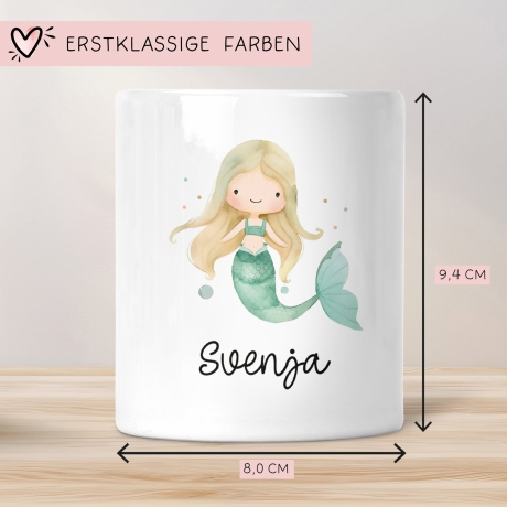 Spardose Meerjungfrau Personalisiert mit Name oder Wunschnamen für Mädchen aus Keramik. Geschenk Taufe, Geburtstag od. Weihnachten - 04