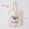 Einschulung Stofftasche mit Namen Wal personalisiert Kinder-Beutel als Sporttasche, Wechselwäsche, Stoffbeutel Kita, Schule & Kindergarten