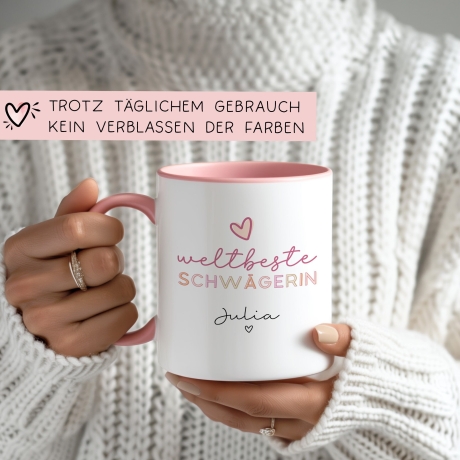 Weltbeste Schwägerin Tasse mit Namen - Personalisierte Schwägerin Tasse Kaffeetasse Geschenk Keramik  Geburtstagsgeschenk