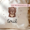 Turnbeutel Rucksack mit Namen und einem Bär -GymBag als Wäschebeutel, Sportbeutel Kinderbeutel für Schule, Kindergarten, Kita.Personalisiert
