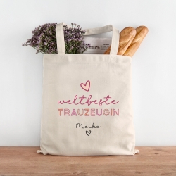 Weltbeste Trauzeugin Tasche Stoffbeutel - mit Wunschname - Einkaufstasche - Tolle Geschenkidee mit Namen zum Geburtstag Personalisiert