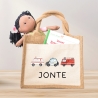 Tasche mit Wunschnamen RTW Polizeiwagen Feuerwehr Krankenwagen | 100% Jute | Geschenk Geschenk zum Geburtstag, Nikolaus, Weihnachten Ostern