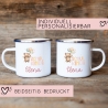 Schulkind 2024 Emaille Tasse, personalisiertes Einschulungsgeschenk, personalisierte Tasse für Jungen und Mädchen Schulanfang