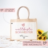Weltbeste Schwester Tasche Stoffbeutel - mit Wunschname - Einkaufstasche - Tolle Geschenkidee für mit Namen zum Geburtstag Personalisiert