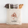 Einschulung Stofftasche Meerjungfrau Personalisiert  Kindergarten Wäschebeutel Kinder-Beutel mit Wunschnamen für Schule, Wechselwäsche