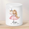 Spardose Einhorn & Prinzessin Name Personalisiert für Mädchen zum Geburtstag, Taufe Kommunion Firmung Konfirmation, Weihnachten - Keramik