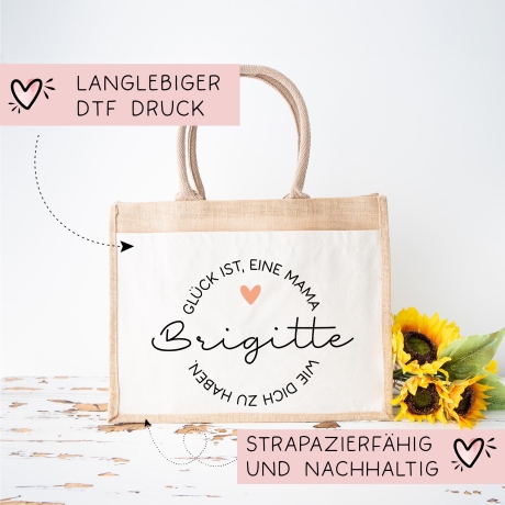 Personalisierte Jutetasche Glück ist eine Mama wie dich zu haben | Markttasche | Geschenk | Individuelle Geschenke | Muttertag | Weihnachten