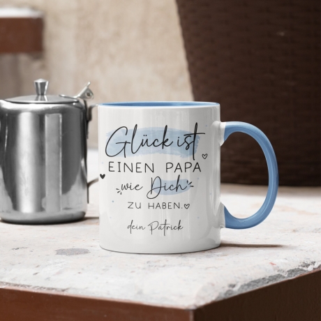 Tasse zum Vatertag personalisiert  mit Spruch Glück ist einen Papa wie dich zu haben Geburtstag, Geschenk, Ostern, Weihnachtsgeschenk