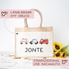 Tasche mit Wunschnamen RTW Polizeiwagen Feuerwehr Krankenwagen | 100% Jute | Geschenk Geschenk zum Geburtstag, Nikolaus, Weihnachten Ostern