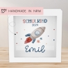 Einschulung Spardose Rakete Schulkind 2024 mit Wunschname Name Kind personalisiert Kinder Geburtstagsgeschenk mit Wunschtext