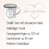 Personalisierte Tasse Emaille Becher Geschenk zum Muttertag. Motiv: Alles liebe zum Muttertag mit Wunschnamen. Beidseitiger Druck. Blumen