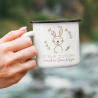 Osterbecher personalisiert mit Namen Frohe Ostern - Hase, Ostergeschenk für Kinder Männer Frauen Geschenkidee zu Ostern. Geschenk Emaille