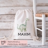 Turnbeutel Brontosaurus Dino Dinosaurier Personalisiert mit Wunschnamen | Rucksack Schule, Kindergarten, KITA, Wäschebeutel, Sportbeutel
