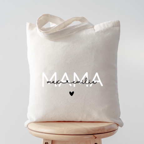 Baumwolltasche Mama Personalisiert mit Wunschnamen - Baumwolle Shopper - Stofftasche - Muttertag -   Shopper - Baumwollbeutel - Mommybag