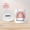 Personalisierte Spardose Regenbogen mit Namen und Datum - Rosa - Geschenk für Mädchen zum Geburtstag Weihnachten Firmung Geburt Einschulung