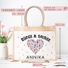 Halloween Stofftasche mit Namen | Süßes oder Saures | Wunschnamen | Candy Bag Jute | Tragetasche für Kinder für Süßigkeiten | Pocket Tasche