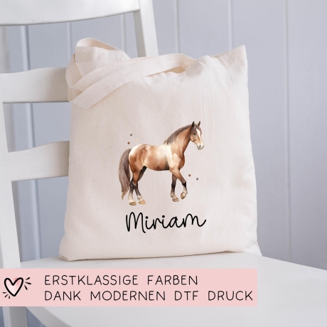 Personalisierter Turnbeutel Pferd Stute Ross und Wunschnamen für Schule - Kindergarten, KITA - als Wäschebeutel, Sportbeutel - Weihnachten