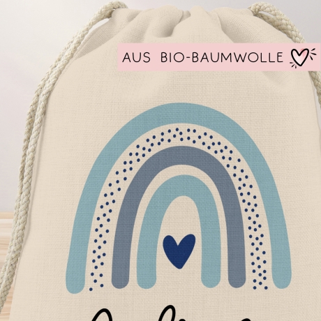 Kinder-Beutel mit Namen personalisiert Personalisierter Turnbeutel | Regenbogen-Design.Rucksack für als Sportbeutel für Schule, Kindergarten