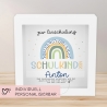 Spardose Regenbogen Blau Boho Schulkind 2024 Einschulung mit Wunschname Name Kind personalisiert Kinder mit optionalen Wunschtext