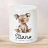 Personalisierte Kinder Spardose Hund Tier mit Namen optional mit Datum - Braun - Geschenk für Junge & Mädchen zum Geburtstag Weihnachten