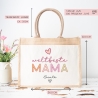 Weltbeste Mama Tasche Stoffbeutel - mit Wunschname - Einkaufstasche - Geschenkidee für deine Mutter zum Geburtstag Muttertag Personalisiert