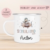 Schulanfang  Kindertasse Schulkind Flugzeug Name Emaille Tasse Kind Kindergeschirr personalisiert Kinder Geschenk Geburtstagsgeschenk
