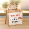 RTW Polizeiwagen Feuerwehr Krankenwagen Schulkind Tasche Wunschnamen | 100% Jute | Geschenk Einschulung | Schultüte personalisiert | Schule
