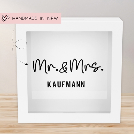 Mr und Mrs. Spardose Hochzeit personalisiert Datum & Name Brautpaar Bräutigam Braut Geldgeschenk Sparschwein Hochzeitsgeschenk Geld