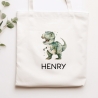 Kinder-Beutel Dinosaurier Dino Stofftasche Tyrannosaurus Rex Tasche personalisiert als Sporttasche, Wechselwäsche, Stoffbeutel Kita & Schule