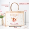 Ballerina Fee Stofftasche Einkaufstasche Kinder-Beutel mit Namen als Sporttasche, Wechselwäsche, Tragetasche -für Kita Schule & Kindergarten