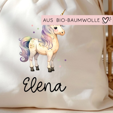 Personalisierter Turnbeutel Einhorn Wunschnamen für Schule - Sport - Kindergarten - KITA Kiga - als Wäschebeutel, Sportbeutel - Weihnachten