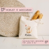 Personalisierte Stofftasche Katze Name - Kinder Beutel Kindertasche mit Wunschname - Wechselwäsche - Wechselkleidung - Tragetasche - Mietze