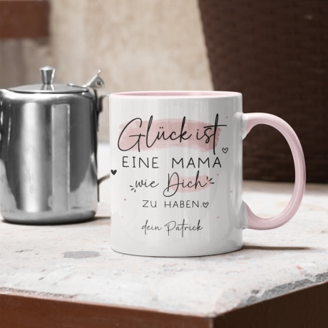 Muttertag Tasse Personalisiert– Glück ist eine MAMA wie dich zu haben - Geschenk zum Muttertag, Geburtstag, Ostern, oder Weihnachten