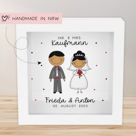 Mr und Mrs Spardose Hochzeit personalisiert Datum & Name Brautpaar Bräutigam Braut Geldgeschenk Sparschwein Hochzeitsgeschenk Geld