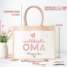 Weltbeste Oma Tasche Stoffbeutel - mit Wunschname - Einkaufstasche - Geschenkidee für deine Omi Großmutter zum Geburtstag - Personalisiert