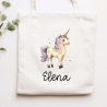Stofftasche Beutel Namen Einhorn - Personalisierte Kinder Beutel Kindertasche - Wechselwäsche, Schmutzwäsche Tragetasche - Wechselkleidung
