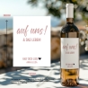 Weinetikett mit Namen, auf uns und das Leben, Wunschname Etikett, Geburtstagsgeschenk für Weinliebhaber - Rosa