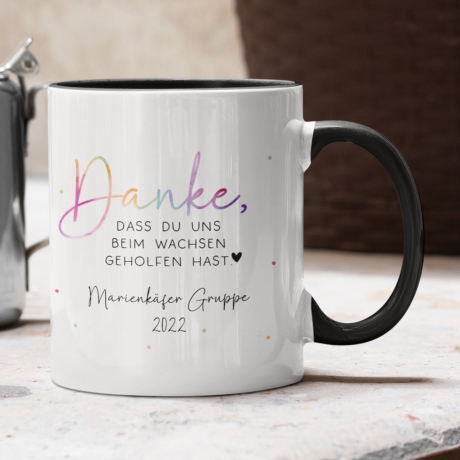 Tasse Personalisiert - Danke, dass du uns beim Wachsen geholfen hast - Abschied Kindergarten - Tasse Krabbelgruppe - Geschenk