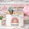 Geschenkidee zur Einschulung Tasche Regenbogen Schulkind mit Wunschnamen | Jute Pocket | Personalisiert | Geschenktasche für Schulanfang